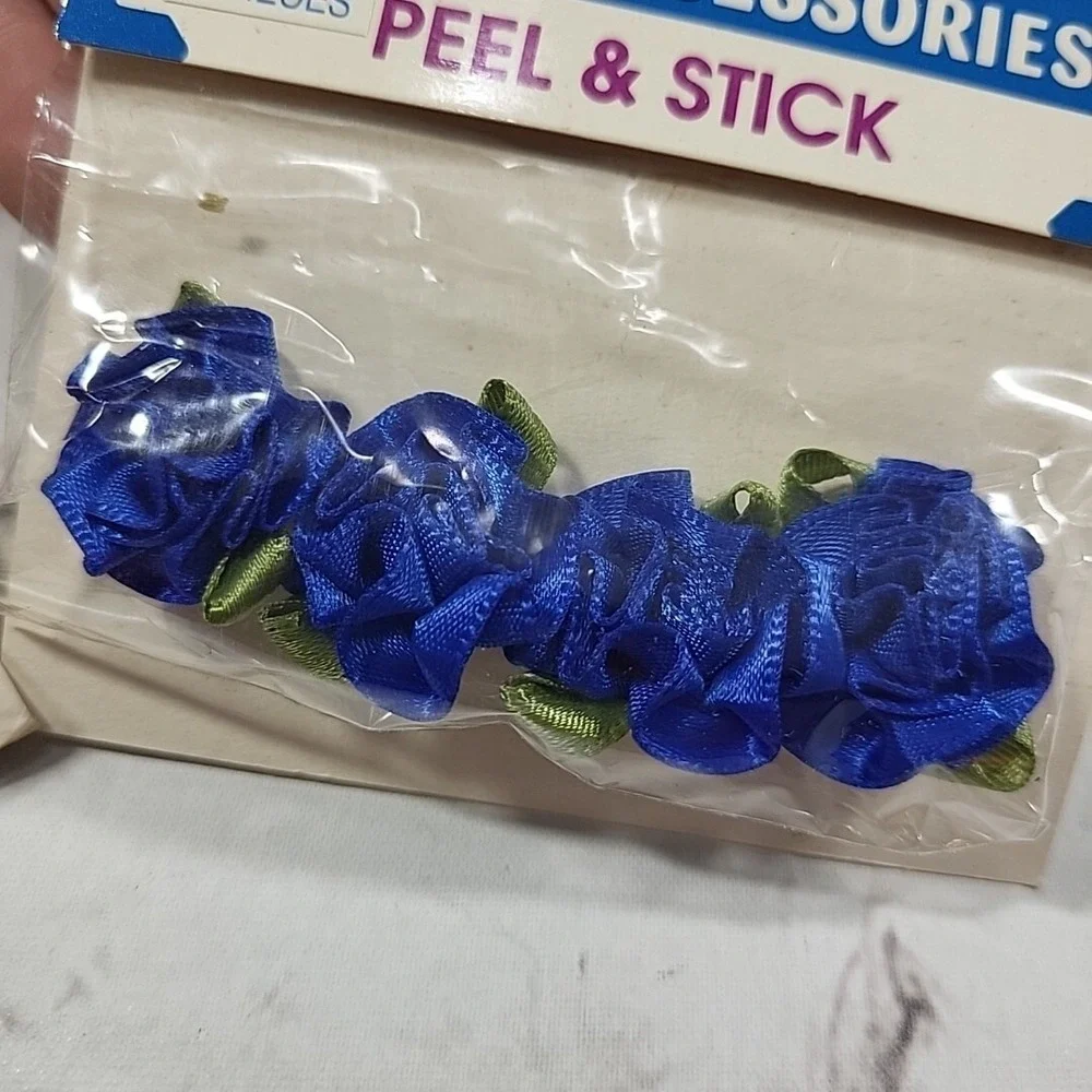 Vintage Peel & Stick Ribbon Roses‎ Lot Of 5 Packs Yellow Blue Orange Crafts